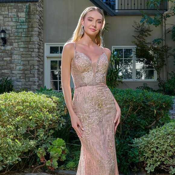 New Mermaid Sequins Embellished Mother Of Bride Gown w/ Beaded Straps GL2889 - Picture 7 of 13